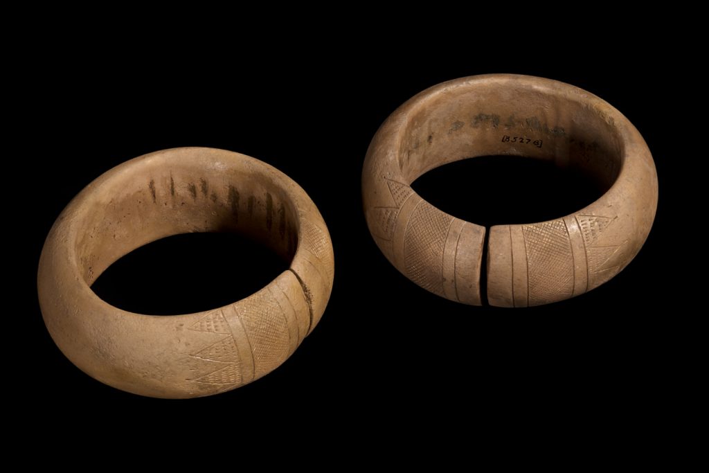 two incised copper anklets from meroe, nubia