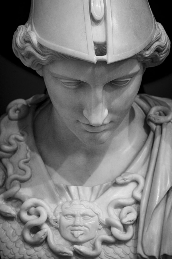 a marble statue of the goddess athena