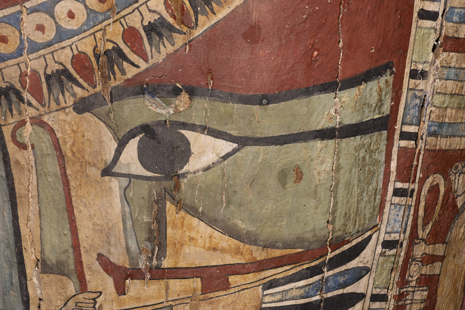 an ancient egyptian eye on a coffin