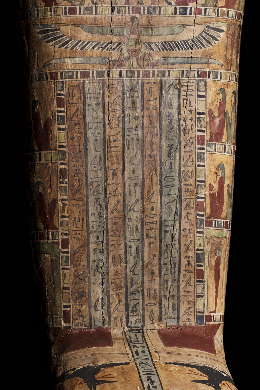 hieroglyphs on an ancient egyptian coffin