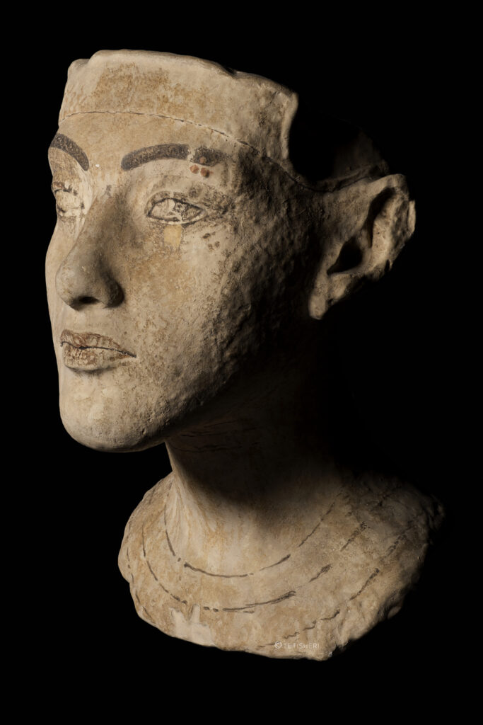 carved bust of an egyptian pharaoh