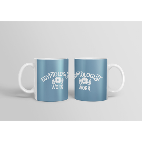 product image for the egyptologist at work blue mug