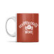 the left side of the egyptologist at work mug. it has the words 'egyptologist at work' with an egyptian sundisk in the centre flanked by two rearing cobras